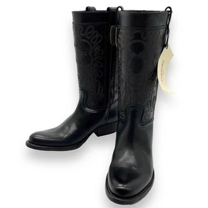 SARTORE New tags Western long boots, embroidered, Deuxieme ClasseBlack, - Picture 1 of 11