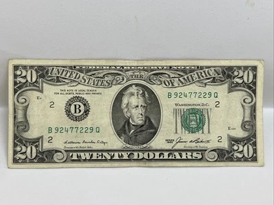 $20 Twenty Dollar Bill Federal Reserve Note 1985 New York B 2477229 Q - Image 1 of 2