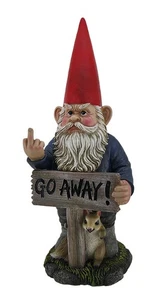 Zeckos Take A Hike Go Away Garden Gnome Un-Welcome Garden Statue - Picture 1 of 3