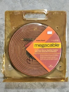 1990s Radio Shack MEGACABLE Premium Stereo Speaker 18ft Cables 24k Gold Pins - Picture 1 of 9