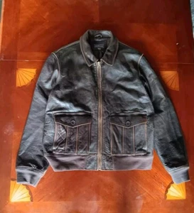 LL Bean A-2 Leder Bomberjacke Flieger Gr. Large dunkelbraun selten Vintage - Bild 1 von 7