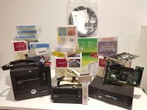 Ultimate LTO Kit - 3x Drives,  21x Tapes, 2x SCSI card, cables. HP, DELL, MAXELL - Picture 1 of 19