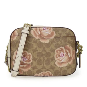 USED COACH Shoulder Bag 31695 Signature leather beige Ivory Flower motif - Picture 1 of 15