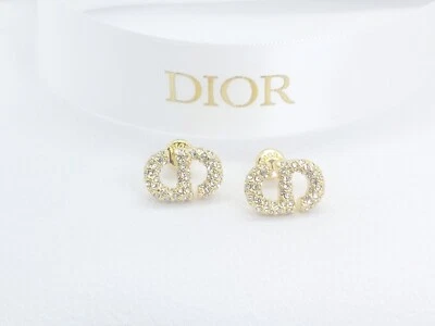 DIOR CD CRYSTAL STUD EARRINGS - Box & Dust Pouch Included - Image 1 of 3