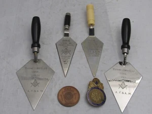 Masonic 1908 Boston Pin Badge Thompsonville Ct Trowels Bigelow Sanford 1931 Coin - Picture 1 of 8