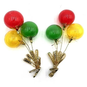 2 VTG Kurt Adler Glass 3 Balloon Clip On Christmas Ornaments Red Green Yellow - Picture 1 of 12