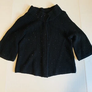 Jones New York Collection Womens Black Holiday Sparkle Beaded Knit Sweater - Picture 1 of 9