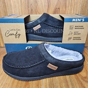 DEARFOAMS Herren Memory Foam waschbare In/Outdoor Hausschuhe ~ schwarz - Bild 1 von 5