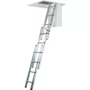 3 Section Loft Ladder & Handrail Aluminium Heavy Duty Chrome 150kg Load 76003 - Picture 1 of 3