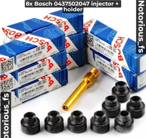 BRAND NEW 8x Bosch 0437502047 injector + holder for Mercedes 190 W201 W124 W126 - Picture 1 of 7