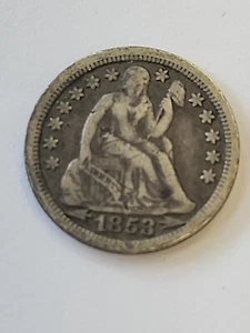 -1853 ARROWS FINE/VF SEATED DIME - Picture 1 of 2