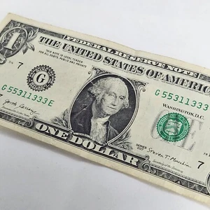 fancy serial number 1 dollar bill trinary 55311333 - Picture 1 of 4