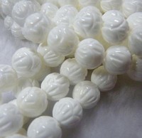 Rare! 8mm White Carving Coral Gemstone Round Loose Beads 15" AA