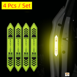 4 Pcs/Set Auto Car Door Open Safety Warning Reflective Decal Stickers Universal