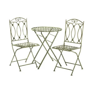 Tischset Metall Gartendeko Terassen- Möbelset Bistroset Klappmöbel antique green - Bild 1 von 6
