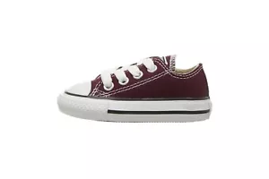 Converse All Star Ox Burgundy Canvas Shoes Infants Babies Toddlers Sneakers - Picture 1 of 6