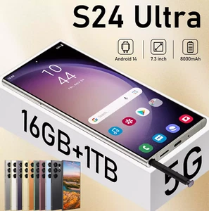 New S24 Ultra 5G Smartphone 7.3" Dual SIM Unlocked Android Mobile Phone 16GB+1TB - Zdjęcie 1 z 29