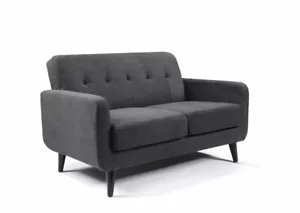 Grey Oslo Fabric Sofa 2 Seater - compact sofa FREE, QUICK & EASY DELIVERY - Picture 1 of 8