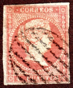 Spain 37 4c Brown Red Queen Isabella II used H - Picture 1 of 2