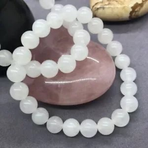 Reiki Healing Crystal Healing Selenite Bracelet Gemstone 8mm Beads Palm Stone - Picture 1 of 11