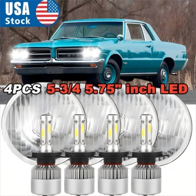 4x 5.75" inch LED Headlights HI/LO White Fit Pontiac GTO firebird 1964-1972 - Imagem 1 de 4