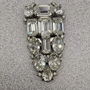 Broche Eisenberg Vintage Años 40 Estrás Grande Vidrio Piel Clip Sello Hermoso - Imagen 1 de 5