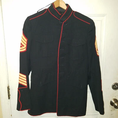 USMC Vestido Azul Uniforme Blusa Abrigo 39L Artillería Sargento Azul Marines G3D Foto 1 de 2