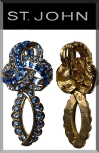 St John Knits Large Cobalt/Sky Blue Gold Tone Crystal Zipper/Slider Pull - Picture 1 of 1
