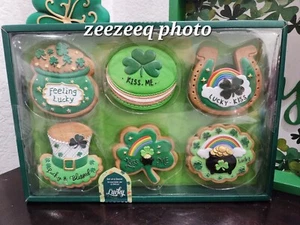 Lucky Lane St. Patrick's Faux Cookies Shamrock Tier Tray Decor Set of 6 - Picture 1 of 5