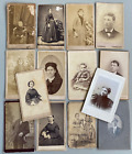 Lot Of 14 Antique Cdv Photographs Men Women Children Kansas Missouri Ohio Ca