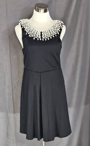 Free People - Black Fit and Flare Dress with Crocheted Collar - Medium - Picture 1 of 2