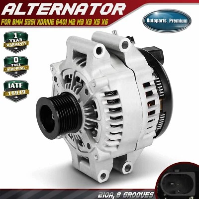 Alternator for BMW 535i xDrive 640i M2 M3 X3 X5 X6 210A 12V CW 8-Groove Pulley - Image 1 of 4