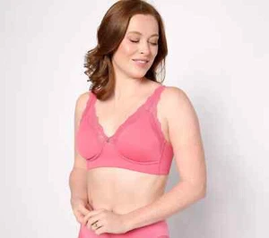 Breezies Lace Trim Unlined Wirefree Support Bra Adobe Rose Size 34B A606725 - Picture 1 of 4