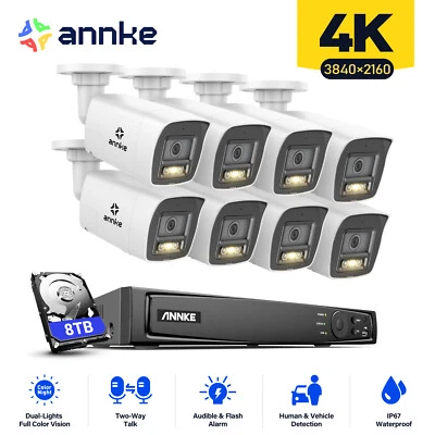 Sistema de cámara de seguridad ANNKE 12MP 8CH NVR 4K audio bidireccional POE color exterior AI Foto 1 de 4