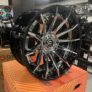 4 New Fuel FC403 Burn 22" Chrome Gloss Black 22x10 5x5 5x127 Wheels Rims Jeep - Picture 1 of 10