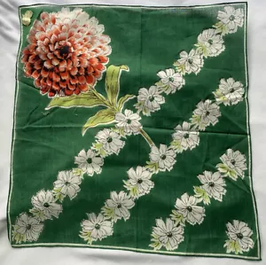 Vintage Kimball Taschentuch Blume des Monats Oktober Calendula Cosmo grün - Bild 1 von 6
