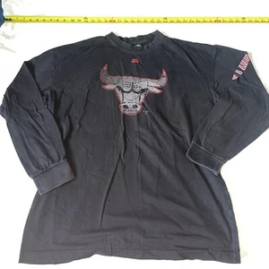 Chicago Bulls Majestic Windy City Long Sleeve Shirt Size XLT Black NBA - Picture 1 of 5