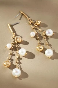 NWT Anthropologie Prairie Pearl Elegant Drop Earrings SRP $44 - Picture 1 of 6