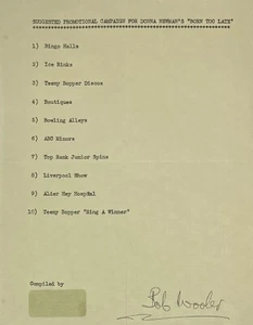 Beatles: Caverna - Bob Wooler autógrafo firmado carta tipográfica promocional - Imagen 1 de 4