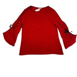Juicy Couture Sweater Hollyberry Red Maroon 3/4 Bell Sleeves Bow Plus Size XXL - Picture 1 of 6