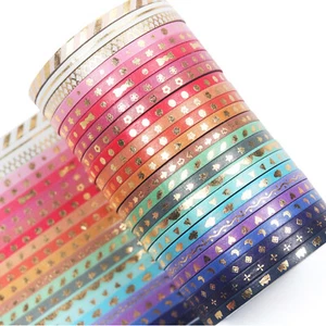 YUBBAEX 24 Rolls Washi Tape Set Foil Gold Skinny Decorative Masking Tape - Picture 1 of 5