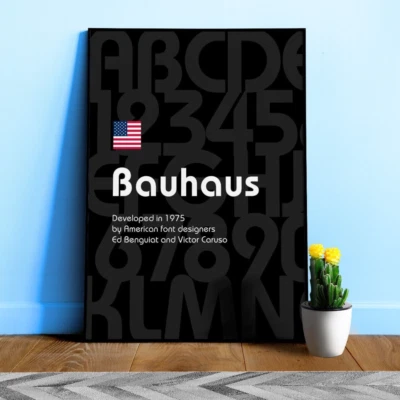 Bauhaus font, 1975 — design typography poster, abstract print - Image 1 of 4