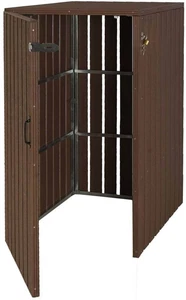 HW Mülltonnenbox HWC-J28 Mülltonnenverkleidung 1-2 er Metall Holzoptik braun - Bild 1 von 8