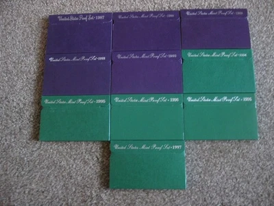 LOT OF 10 UNITED STATES PROOF SETS 1987, 88, 89, 92, 93, 94, 95, (2)96, 97 - Image 1 of 2