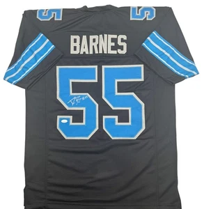Camiseta de fútbol americano personalizada negra autografiada por Derrick Barnes de los Detroit Lions certificado de autenticidad JSA - Imagen 1 de 2
