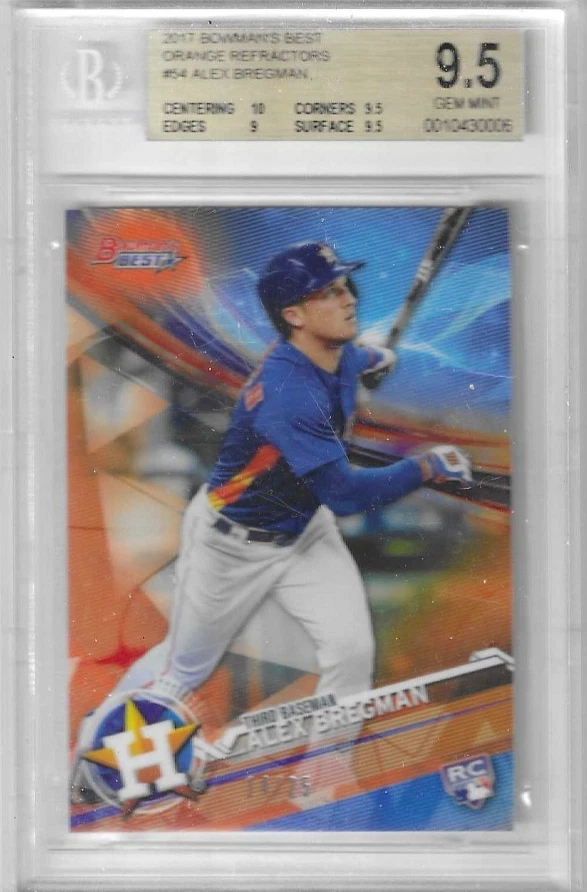 2017 BOWMAN'S BEST ALEX BREGMAN ORANGE REFRACTOR RC ROOKIE BGS 9.5 14/25 - Image 1 of 1