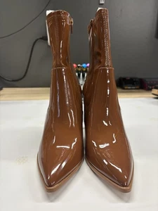Steve Madden Elwyn Ankle Boots, Women's Size 8.5M, Brown Patent Leather - Picture 1 of 8