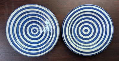 Moroccan Blue and White Swirl, Handmade Ceramic Wall Bowl With Hanger, 9" Wide - Image 1 of 4