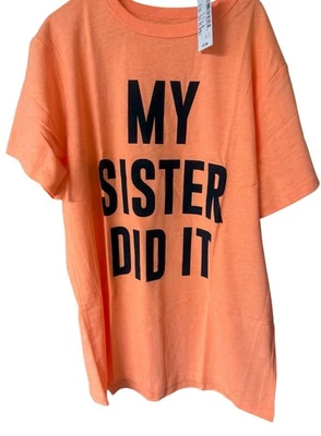 My Sister Did It S/D Neon Orange L/G 10/12 Kids Shirt (BH16) - Image 1 of 4