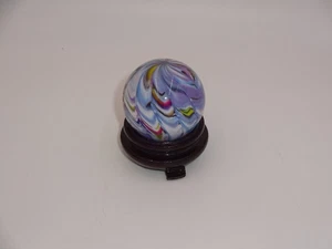Steve Davis Handmade Art Glass Swirl Marble Clear Purple Pink Blue White 2005 - Picture 1 of 8